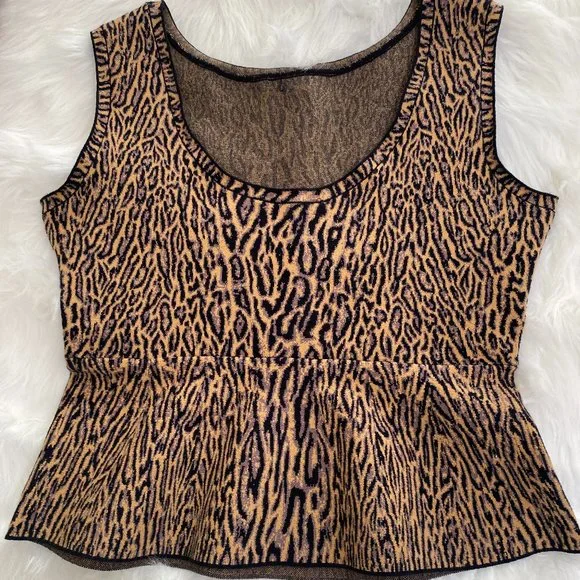 Maxwell Made Leopard Print Knit Corset Sleeveless Top NWT Women's Size Medium - Picture 1 of 11